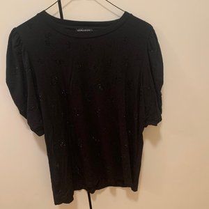 Generation Love black crystal shirt with puff sleeves in size medium